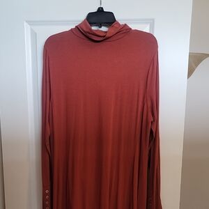 Mock Neck Maxi Rust Lightweight Dress